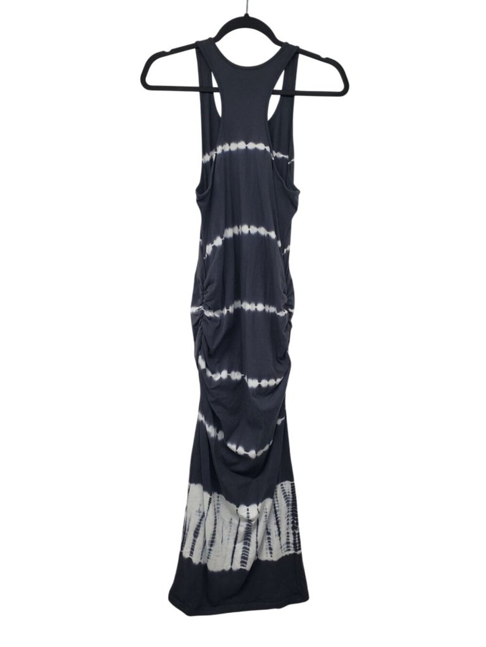 Michael Stars Gray White Tie Dye Scoop Neck Maxi Dress Beachy Resort Ruched - Picture 9 of 10